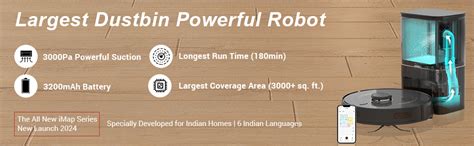 MILAGROW iMap 23 Black Wet & Dry Robot Vacuum Cleaner, 2023 Model, Self ...