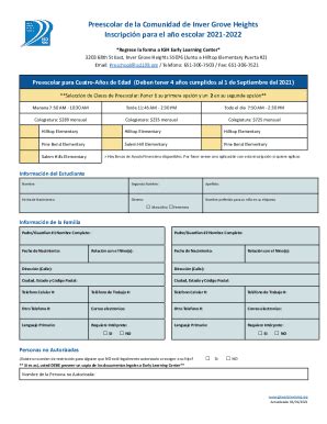 Fillable Online 4's Enrollment Form- Spanish Fax Email Print - pdfFiller