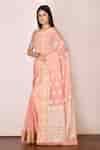 Buy Peach Cotton, Silk Zari Banarasi Saree With Woven Motifs For Women ...