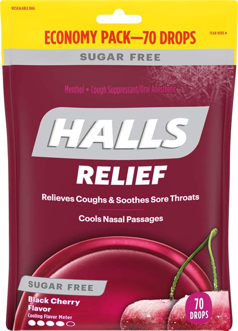 Amazon.com : HALLS Relief Sugar Free Black Cherry Flavor Cough Drops ...