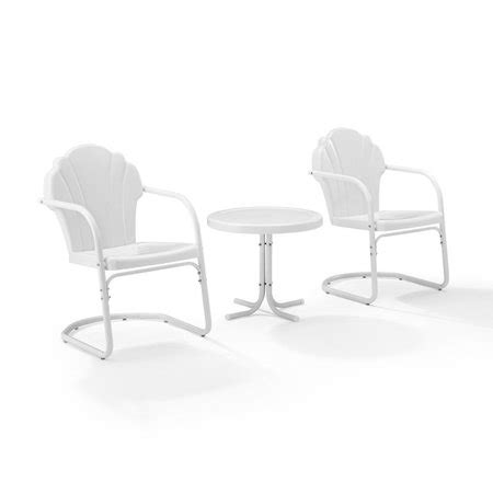 Claustro Tulip 3 Piece Metal Conversation Seating Set in White Satin ...