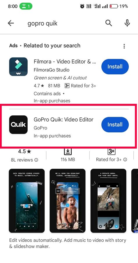 Tutorial GoPro Quik Android 的图像结果