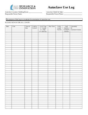 Autoclave Operation Quick Reference Guide Doc Template | pdfFiller