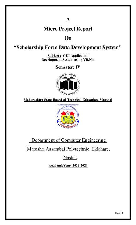 GAD Microproject - A Micro Project Report On “Scholarship Form Data ...