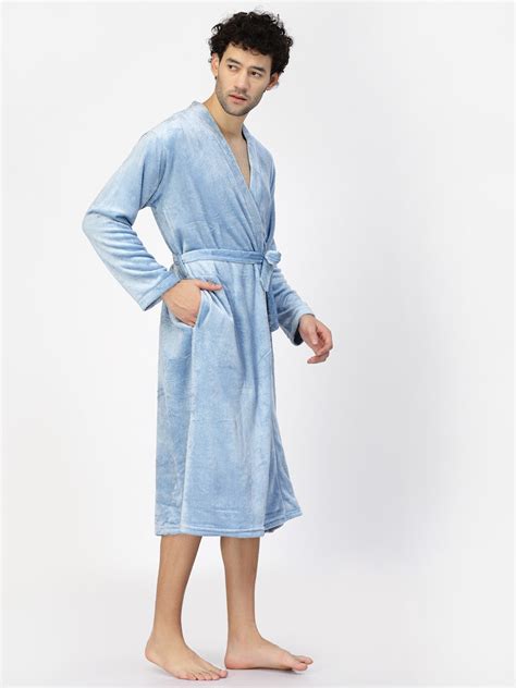 Klotthe Men Blue Solid Bath Robe With Belt – KLOTTHE®