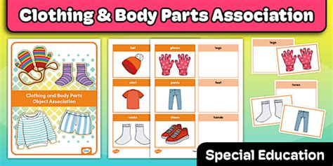 Clothing and Body Parts Object Association File Folder Activity