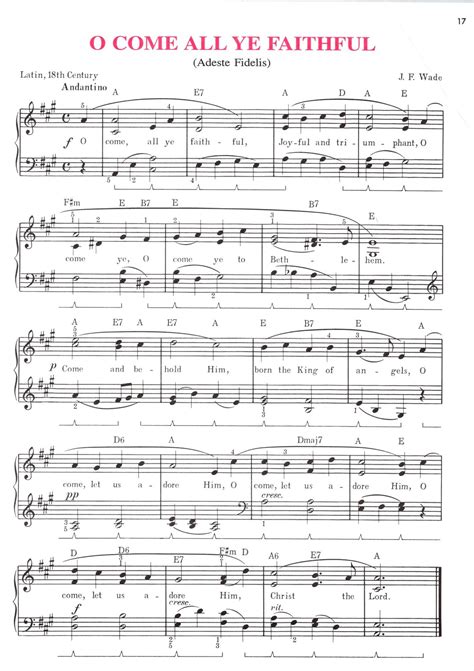 O Come All Ye Faithful Adeste Fidelis Digital Christmas Sheet Music Key ...