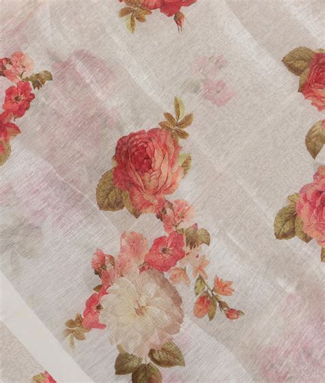 Buy White Linen Printed Saree T379753