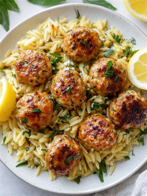 Easy greek chicken meatballs with lemon orzo – Artofit