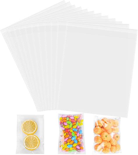 Cellophane Bags - 100 Pack Clear Sweet Cookie Bags, Food Safe, Seal ...