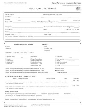 Fillable Online Pilot Record Form (Pilot Qualifications) Fax Email ...