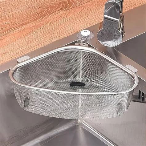 India Super Store Silver Sink Corner Basket Strainer Triangle Drain ...