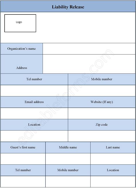 Liability Release Form Printable 的图像结果