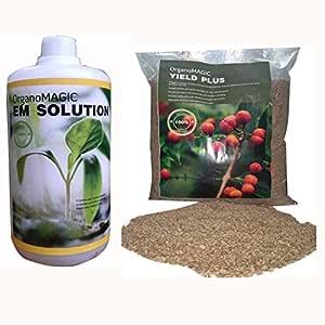 Organo Magic EM solution 1Ltr and Yield plus Fertilizers 1kg(Combo of ...