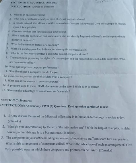 SECTION B: STRUCTURAL (30 marks)INSTRUCTIONS: Answer all questionsWhat..
