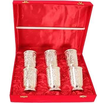 Indian Art Villa Handmade Silver Plated Designer Glass Serving Goblet ...