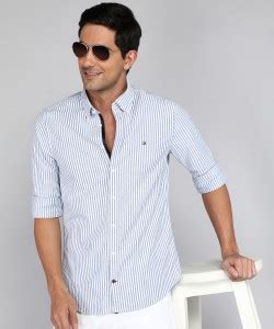 TOMMY HILFIGER Men Striped Casual Dark Blue Shirt - Buy TOMMY HILFIGER ...