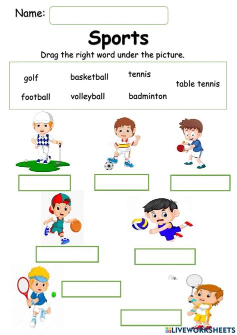 Sport Worksheet for Kindergarten 的图像结果