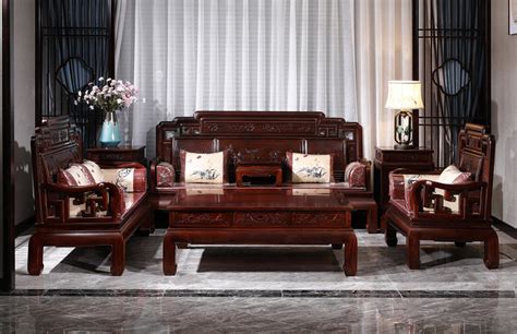 新中式乌金木沙发组合现代禅意客厅酒店别墅实木真皮沙发家具-阿里巴巴