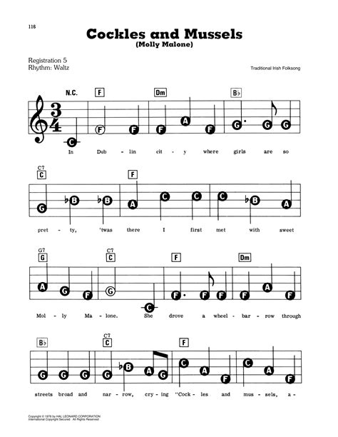 Cockles And Mussels (Molly Malone) by Traditional Irish Folksong Sheet ...