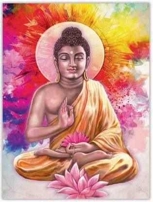 Meditating Lord Buddha Sparkle Coated Self Adesive Poster Without Frame ...