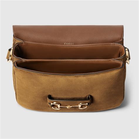 Gucci Horsebit 1955 Aura small shoulder bag in brown suede | GUCCI® UK