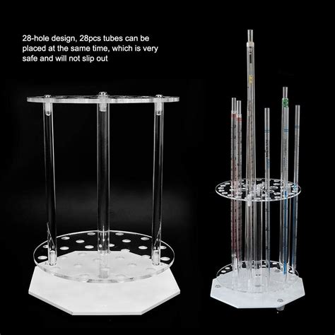 Pipette Rack, 28 Holes Plexiglass Round Disc Test Tube Rack Stand for ...
