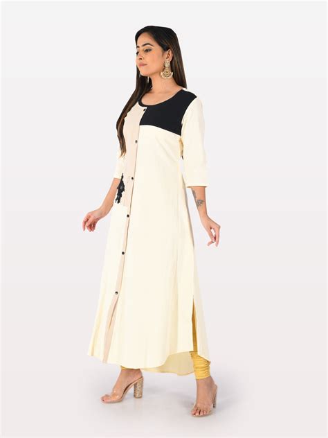 Neerus White Embroidered A Line Kurta – Neerus India