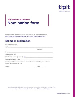 Fillable Online Fillable Online Nomination form - The Pensions Trust ...