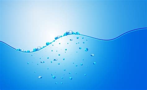 Close up blue water splash with bubbles on light blue background.Vector ...