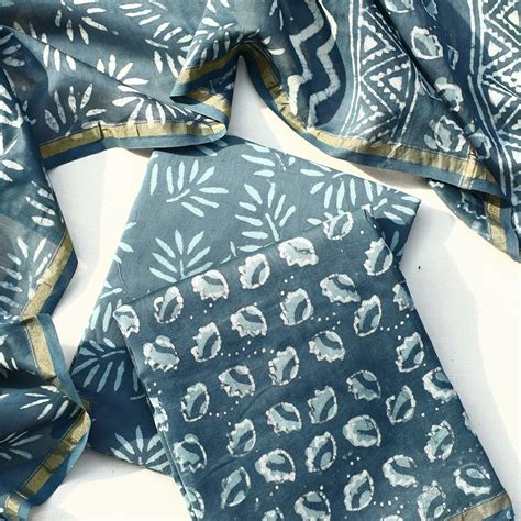 Buy Bagru Block Print Sarees, Dupattas, Fabrics Online in India