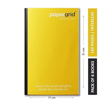Papergrid Notebook - Long Book (31 cm x 19 cm), Interleaf, 160 Pages ...