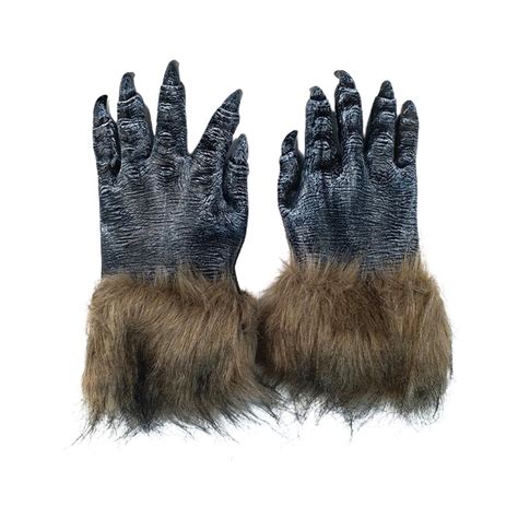 Buy Doolland Fake Werewolf Hand Costume Gloves - Brown Hairy Wolf Claw ...