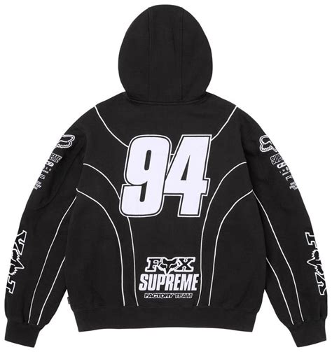 SUPREME RACING LINED ZIP UP HOODED SWEATSHIRT BLACK