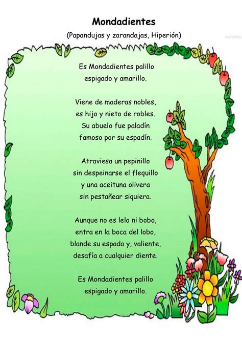Poemas en español para niños de primaria - Imagui