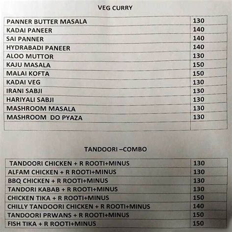 Menu at Combo Kitchen, Bengaluru