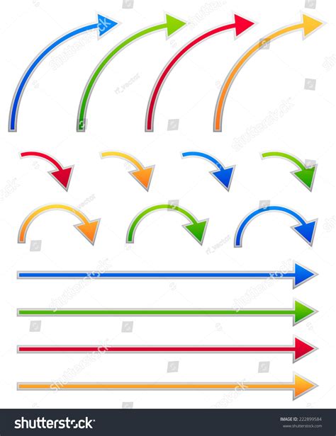 Colorful Arrow Sets Straight Bent Arrows Stock Vector (Royalty Free ...