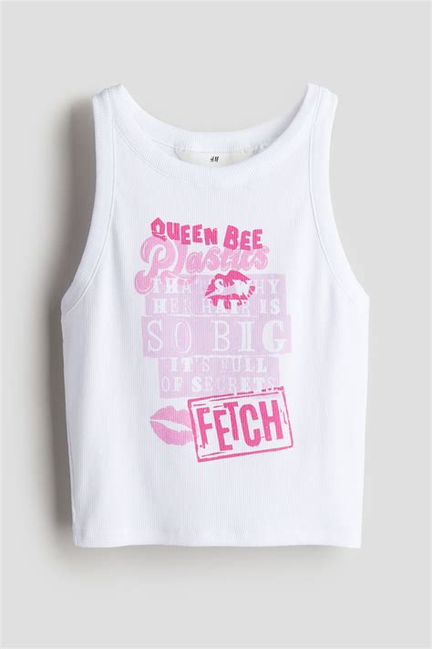 Ribbed vest top - White/Mean Girls - Kids | H&M IN