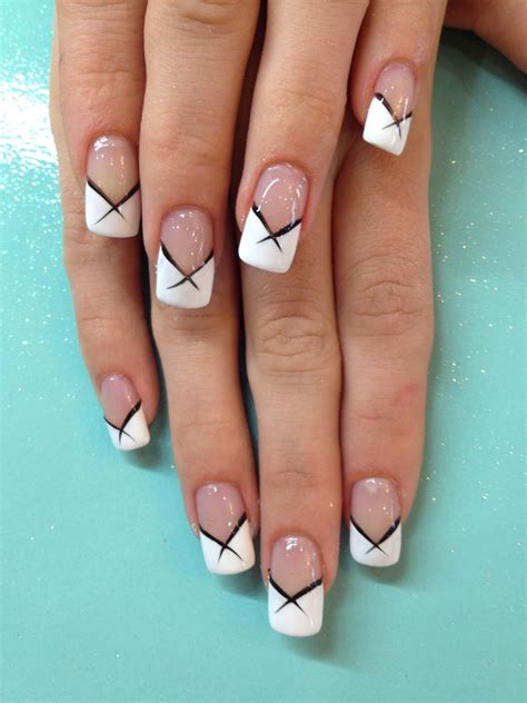 Cool White French tips with black flick nail art | Flickr - Photo ...