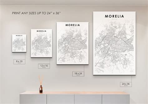 Buy Morelia Mexico Map Print, Map Art Poster, Valladolid Michoacan ...