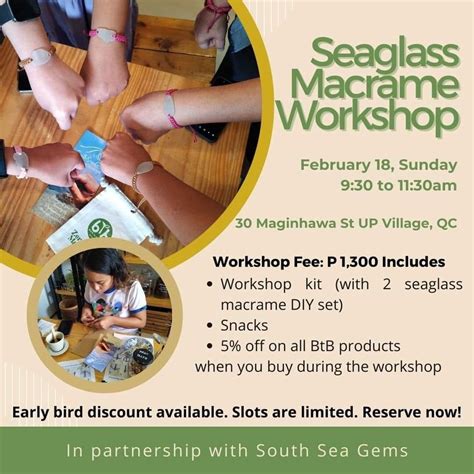 Sea Glass Macrame Workshop, 30 Maginhawa Street, U.P. Village, Quezon ...