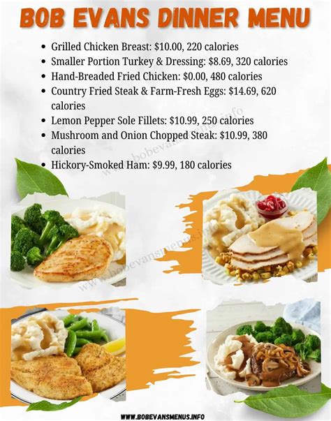 Bob Evans Dinner Menu With Prices | Updated 2025