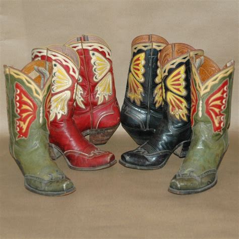 A collection of vintage Stewart Romero butterfly boots. | Fashion ...