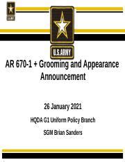 AR 670-1 Grooming and Appearance Brief.pptx - AR 670-1 Grooming and ...