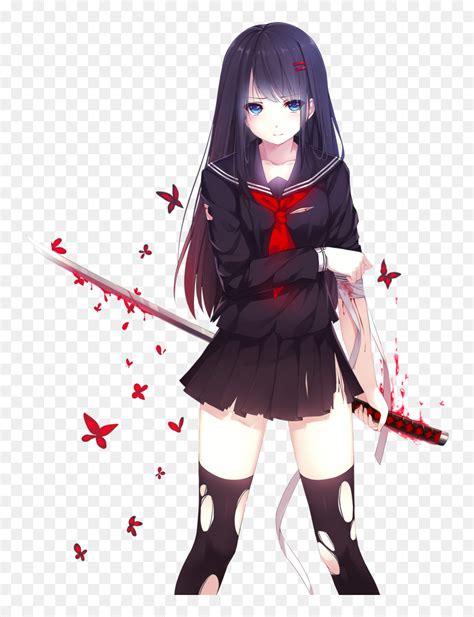 Image result for black haired anime girl