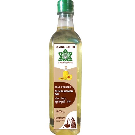 Buy DIVINE EARTH Cold Pressed Non Refined Edible Sunflower Cooking Oil ...