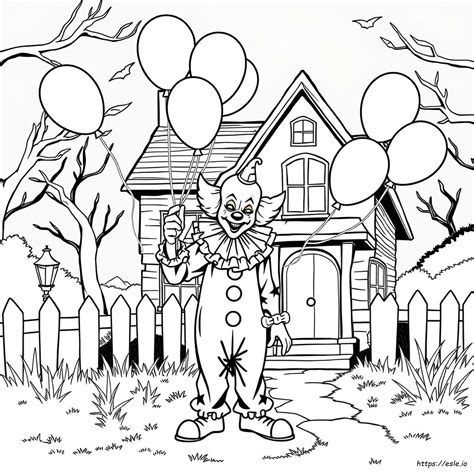 Scary Clown Colouring Pages