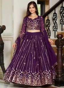 Trijal Fab Embroidered, Embellished Semi Stitched Lehenga Choli - Buy ...