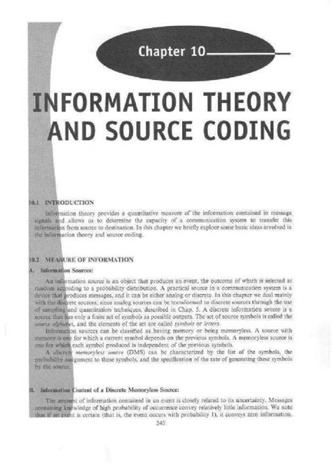 Chapter 10: Information Theory and Source Coding (ITC) - Studocu