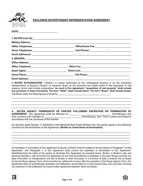 Free Printable Buyer's Agency Agreement Templates [PDF & Word]